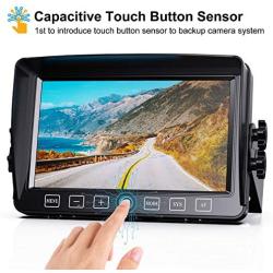 Xroose Backup Camera with 7'' Touch Button Monitor W/Upgraded Recorder for RV Semi Box Truck Camper Motorhome 4 Quad DVR Screen 1080P FHD Waterproof IR Rear + Side View Wired Reverse Backing System Y3