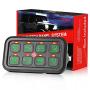8 Gang Switch Panel, DJI 4X4 On-Off LED Car Switch Panel Circuit Control Relay System Box Universal Slim Touch Panel with Harness and Label Stickers for Truck Boat ATV UTV Caravan Marine