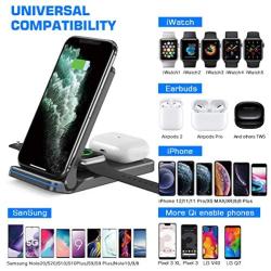 Wireless Charger, QTlier 3 in 1 Qi-Certified 15W Wireless Charging Station for Apple iWatch SE/6/5/4/3/2/1, AirPods Pro/2, Charging Stand for iPhone 12/11/X/XS/XR/Xs Max/8/8 Plus/Samsung (Black)