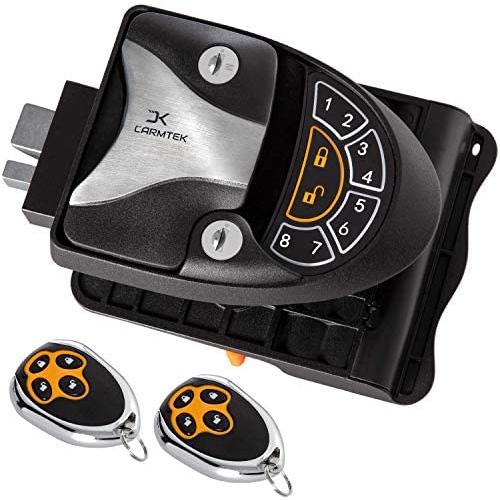 Carmtek - RV Keyless Entry Door Lock Latch Handle | RV Door Lock with Deadbolt, Keypad and Fob | Keyless RV Door Handle for Travel Trailer Camper, Made of Zinc Alloy (Back/Front)