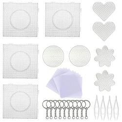 5 mm 10 Pack Fuse Beads Boards Seasonsky Large Round Square Clear Plastic Pegboards with 6 PCS White Beads Tweezers, 10 PCS Ironing Paper and Keychain for Kids Craft Supplies