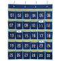 Hipiwe Numbered Classroom Organizer Pocket Chart for Cell Phones Calculator Holders with Hooks (30 Pockets, Blue Pockets)