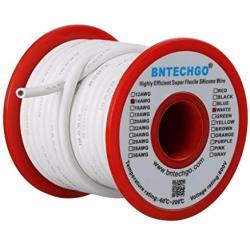 BNTECHGO 14 Gauge Silicone Wire Spool 40 ft White Flexible 14 AWG Stranded Tinned Copper Wire