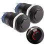 APIELE (Pcs of 2) 12mm Latching Push Button Switch High Round Head Aluminium Alloy 1NO 1 Normally Open with Ring Led (Red)