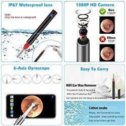 MSQL Wireless Otoscope Earwax Removal 1080P HD WiFi Ear Wax Remover Endoscope with Blue Light Disinfection Light, for Children, Adults, Pets