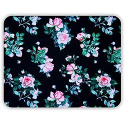 Cute Designer Desk Mouse Pad for Women, Pretty and Colorful Designs, Anti-Slip, Perfect Office, Work & Home Computer Accessory (Rose, Black and White, Rectangle)