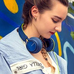 AILIHEN C8 (Upgraded) Headphones with Microphone and Volume Control Folding Lightweight Headset for Cellphones Tablets Smartphones Chromebook Laptop Computer PC Mp3/4 (Blue Green)