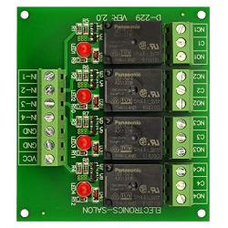 Electronics-Salon 4 SPDT 10Amp Power Relay Module, DC 5V Version.