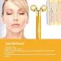 2-IN-1 Face Massager Roller Golden 3D Roller Electric Sonic Energy Face Roller and T Shape Face Massager Kit for Face Lift Beauty Bar Skin Care Tools Gift Set for Women
