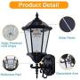 Solar Wall Lantern Outdoor Lamp, Waterproof Dusk to Dawn Soalr Wall Light, LED Wall Mount Light Fixture, 21” Large, Aluminum Housing Plus Glass(Cool + Warm White)
