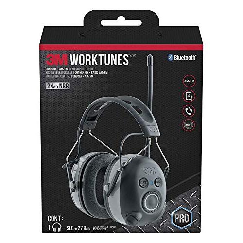 3M WorkTunes Connect + AM/FM Hearing Protector with Bluetooth Wireless Technology, NRR 24 dB, Ear protection for Mowing, Snowblowing, Construction, Work Shops