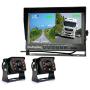 Car Backup Cameras System Build-in DVR Dash Cam,2 x HD 1080P 4Pin Front Rear View Camera ip69 IR Night Vision + 9'' IPS AHD Split Monitor with SD Record 12V~24V for RV Truck Bus Camper Vehicle