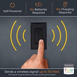 RunLessWire Click for Philips Hue Wireless Dimmer Light Switch, Smart Switch with Battery-Free Installation (Switch, Black)