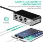 [Updated Version] 3-Socket Cigarette Lighter Splitter, 120W 12V/24V 6.8A 4 USB Ports Multi-Function Car Charger Power Adapter DC Outlet with LED Voltmeter, On Off Switch