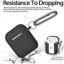 Hamile Compatible with AirPods Case [Front LED Visible] Soft Silicone Protective Cases Cover Skin Designed for Apple AirPod 2 & 1, Women Men, with Keychain (Black)
