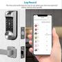 NGTeco Smart Lock,Fingerprint Keyless Entry Door Lock Deadbolt Bluetooth Biometric Electronic with Touchscreen Keypad Auto Lock APP Control with Cards Keys for Rental House Garage, No Drilling