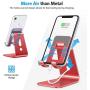 Cell Phone Stand, OMOTON Adjustable Aluminum Desktop Cellphone Tablet Stand Holder for Cellphones, iPhone and E-Readers (Red)