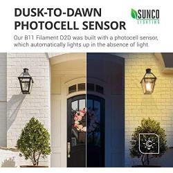 Sunco Lighting 6 Pack B11 LED Candelabra Bulb, Dusk-to-Dawn, 5W=40W, 5000K Daylight, Filament, 500 LM, E12 Base, Outdoor Decorative Light for Sconces - UL