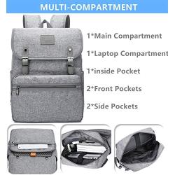 HFSX Backpack Bookbags Laptop Backpack for Women Men Vintage Backpack College Backpack Travel Bookbag Laptop Bookbags with USB Charging Port Gray Backpacks Fits 15.6 inch Notebook