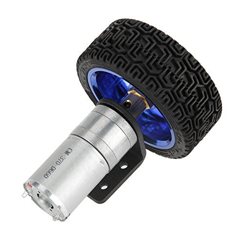 Wheel Motor Kit, 2 pcs/Set DC 6V 280RPM 25GA370 DC Gear Motor 4mm Shaft with Mounting Bracket 65mm Wheel Kits can be Used in Intelligent Toy Car, Robot, Printer