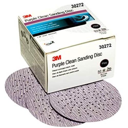 3M Hookit Purple Clean Sanding Disc 343U, 30272, P500, 50 discs per carton