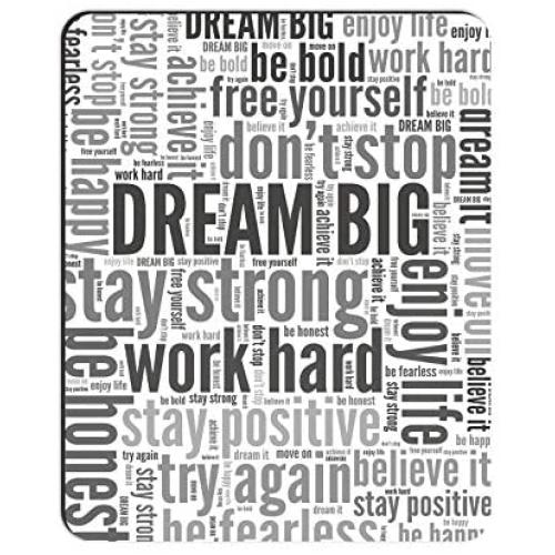 Dynippy Mouse Pad Gaming Mouse Pads Non-Slip Rubber Base Mousepad Square Motivational Sign Inspirational Quote Mouse Mat for Desktops Computer Laptops (Dream Big)