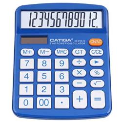 Desktop Calculator 12 Digit with Large LCD Display and Sensitive Button, Solar and Battery Dual Power, Standard Function for Office, Home, School, CD-2786 (Blue)