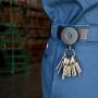 KEY-BAK Original Retractable Key Holder with a Black Front, Removable Rotating Belt Clip, Split Ring and Made in the USA