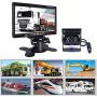 Hikity Backup Camera and Monitor Kit, Waterproof 18 IR LED Night Vision Reverse Camera + 7'' TFT Rear View Monitor Vehicle Parking System for RV Bus Trailer Truck (65ft 4-Pin Aviation Video Cable)