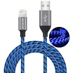 iPhone Charger Cable,[MFi Certified] Aoliplus 6ft LED Flowing Lightning Cable Fast Charger Data Sync Transfer Cord Compatible with iPhone 12 SE 11 PRO MAX XS XR X 8 7 Plus 6S 6 iPad (Blue)