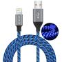 iPhone Charger Cable,[MFi Certified] Aoliplus 6ft LED Flowing Lightning Cable Fast Charger Data Sync Transfer Cord Compatible with iPhone 12 SE 11 PRO MAX XS XR X 8 7 Plus 6S 6 iPad (Blue)