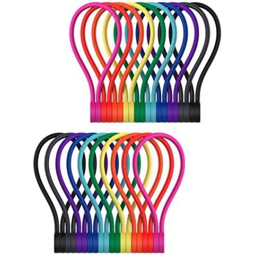 SMART&COOL 7.16 | 20 Pack Reusable Silicone Magnetic Cable Ties/Magnetic Twist Ties for Bundling and Organizing, Holding Stuff, Book Markers, Fridge Magnets, or Just for Fun