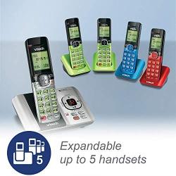 VTech CS6529-4B 4-Handset DECT 6.0 Cordless Phone with Answering System and Caller ID, Expandable up to 5 Handsets, Wall-Mountable, Blue/Green/Red/Silver