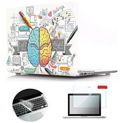 Se7enline MacBook Pro Case Pattern Soft Touch Hard Shell Plastic Protective Cover for MacBook Pro 13 inch A1278 with CD ROM Keyboard Cover Skin Screen Protector 3 in 1 Bundle, Left Right Brain