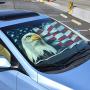 BDK Patriotic USA Eagle Flag Front Windshield Sunshade-Accordion Folding Auto Shade for Car Truck SUV-Blocks UV Rays Sun Visor Protector-Keeps Your Vehicle Cool-58 x 28 Inch