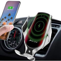 Wireless Car Charger, 10W Qi Auto-Clamping Car Charger Mount, Air Vent Dashboard Fast Charging Car Charger Holder Compatible iPhone 12/12Pro/SE/11/11Pro/11ProMax/XsMAX/XS/XR/X/8/8+, Samsung S10/S9/S8