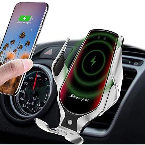 Wireless Car Charger, 10W Qi Auto-Clamping Car Charger Mount, Air Vent Dashboard Fast Charging Car Charger Holder Compatible iPhone 12/12Pro/SE/11/11Pro/11ProMax/XsMAX/XS/XR/X/8/8+, Samsung S10/S9/S8