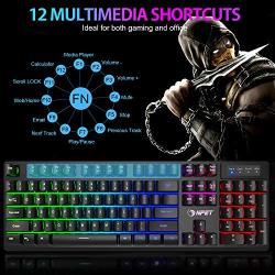 NPET S20 Wired Gaming Keyboard Mouse Combo, LED Backlit Quiet Ergonomic Mechanical Feeling Keyboard, Backlit Gaming Mouse 3200 DPI, for Desktop, Computer, PC