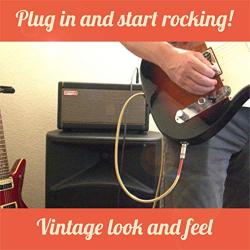 Guitar Cable - 20 ft Instrument Cable for Electric Guitars and Bass Guitars - 1/4 Inch Cable with Right Angle Jack On One End to Secure Your Amp Cord - Braided Vintage Style