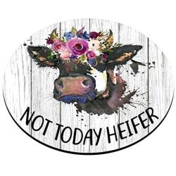 Smooffly Funny Quote Mouse Pad, Not Today Heifer,Office Desk Accessories, Cow Gifts for Her, Office Decor, Cow Round Mousepad, Quote Mouse Pad, Desk Decor