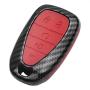 TANGSEN Key Fob Case for CHEVROLET Chevy BLAZER CAMARO CRUZE EQUINOX MALIBU SONIC TRAVERSE TRAX 5 Button Keyless Entry Remote Black Carbon Fiber Pattern ABS Red Silicone Cover