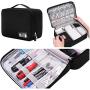 Emoly Electronic Organizer Travel, Universal Waterproof Carrying Case Cable Organizer Electronics Accessories Cases for USB Cables, Charger, Power Bank, Phone, E-Book Kindle, iPad or Tablet (Black)