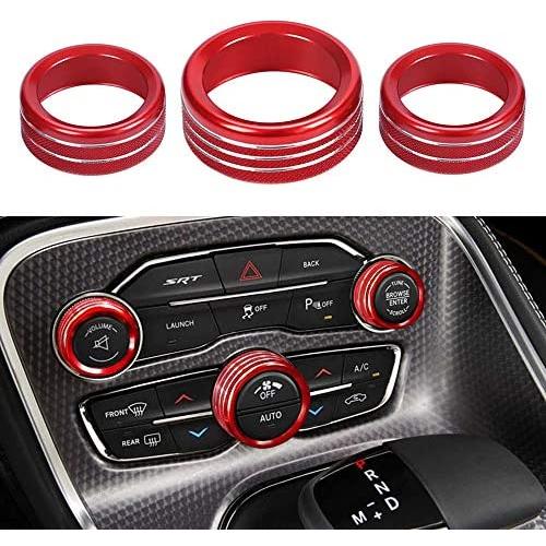 Thor-Ind AC Air Conditioner Volume Tune Knob Button Cover for Dodge Ram 1500 2500 3500 2013 2014-2018 for Dodge Challenger Charger Chrysler 300 300s 2015 2016 2017 2018 2019 2020 (Red)