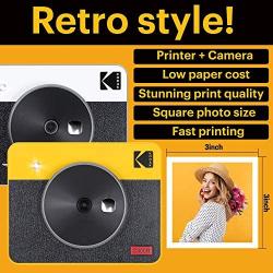 Kodak Mini Shot 3 Retro 2-in-1 Portable 3x3” Wireless Instant Camera & Photo Printer, Compatible with iOS, Android & Bluetooth, Real Photo HD 4Pass Technology & Laminated Finish – Yellow