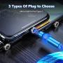 Flowing LED Magnetic Charging Cable 【3Pack,3.3ft,3.3ft,6.6ft】360°&180° Rotation Magnetic Phone Charger Cable 3 in 1 USB C,Micro USB Cable Compatible with iProduct
