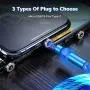 Flowing LED Magnetic Charging Cable 【3Pack,3.3ft,3.3ft,6.6ft】360°&180° Rotation Magnetic Phone Charger Cable 3 in 1 USB C,Micro USB Cable Compatible with iProduct