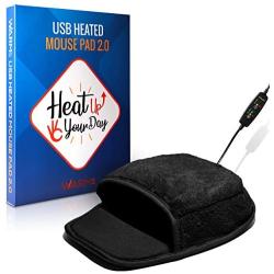 Heated Computer Mouse Pad Hand Warmer: USB Hand Warmers for Computer | Removable Heating Element | 3 Temperatures/Time Limits | Roomy, Hand-Warming Mouse Pad for Men and Women