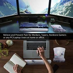 Mouse Wrist Rest Pad and Keyboard Wrist Rest Support Ergonomic Mouse Pad Set,DQQH Non Slip PU Base Wrist Support with Raised Memory Foam for Easy Typing & Gaming Relief, Beauty Butterfly