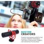 Movo VXR10-PRO External Video Microphone for Camera with Rycote Lyre Shock Mount - Compact Shotgun Mic and Accessories Compatible with Smartphones and DSLR Cameras - Battery-Free DSLR Microphone