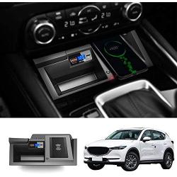 Kucok Car Wireless Charger Mount fit for Mazda CX5 2017-2020,Output of 10W QC 3.0 Fast Charging Compatible with iPhone,Samsung,USB Port 36W Wireless Charging Devices